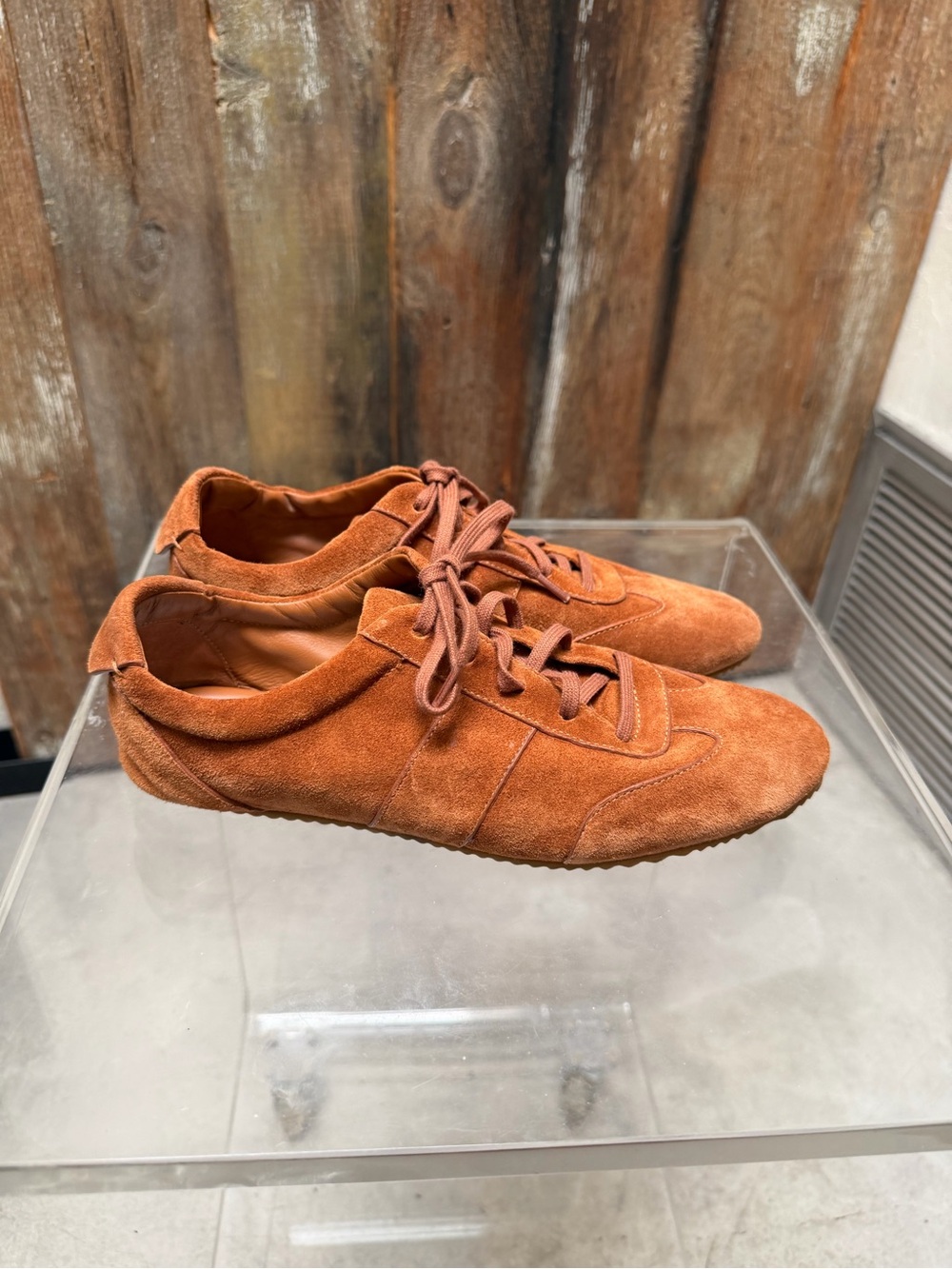 Reformation Terra Suede Lace-Up Sneakers — Chestnut Brown size 8.5 - Picture 7 of 13